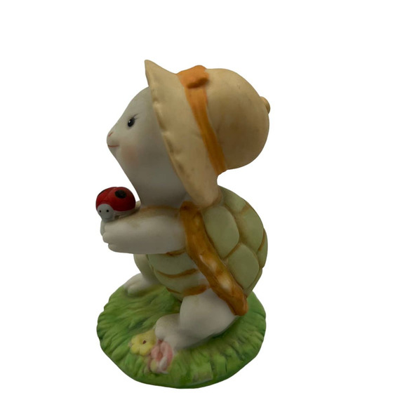 Vintage Ceramic Figurine Turtle W Lady Bug #8877 Collectable Decor Cottage - Picture 3 of 7